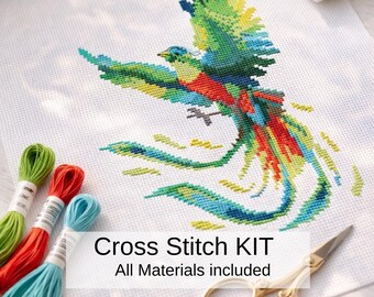 Cross Stitch Kit - Resplendent Quetzal - Bird Cross Stitch Pattern