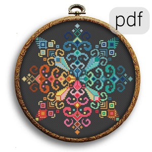 Colorful Snowflake Cross Stitch Pattern