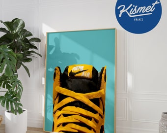 YELLOW SNEAKER ART - Minimalist Sneaker art print, Sneaker Decor, Sneaker Poster