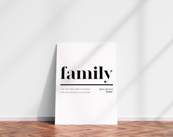 FAMILY DEFINITION PRINT - Home wall art, Gift for family, Funny Poster, Funny wall art, Funny Home DecorPrint, Gifts