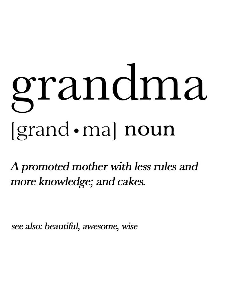 GRANDMA DEFINITION Print Digital Print Grandma Christmas Etsy