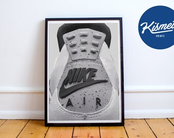 GREY SNEAKER ART - Design minimaliste de baskets, décor minimaliste, décoration murale de baskets