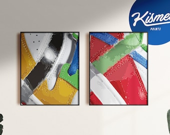 MINIMAL SANDY - Digitaldruck (2er Set), Hypebeast Poster, Sneaker Drucke, druckbare Wandkunst, Minimal Hypebeast Dekor, Wanddekor, Druck