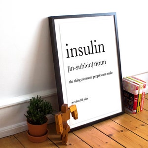 Insulin Definition Diabetes Awareness, Definition Quote, Diabetes Definition, T1D, Type One Diabetes Awareness, Insulin, Gift for Her image 3