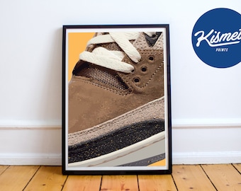 SNEAKER ART MINIMAL - Aj3 Fossil, Hypebeast Poster, Sneaker Prints, Printable Wall Art, Minimal Hypebeast Decor, Wall Decor, Gift, Print