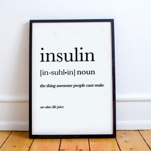 Insulin Definition Diabetes Awareness, Definition Quote, Diabetes Definition, T1D, Type One Diabetes Awareness, Insulin, Gift for Her image 2