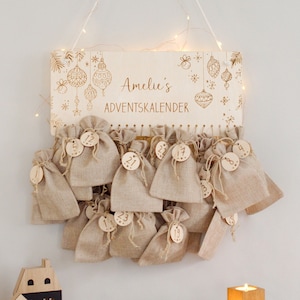 Personalized wooden Advent calendar for children, Advent calendar to fill with bags, sustainable gifts for Christmas child