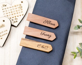 Personalisierte Krawattenklammer, Krawattennadel mit Gravur Trauzeugen Bräutigam Geschenk, Tie Clip Männer, Geburtstag Hochzeit, 5-Jähriges