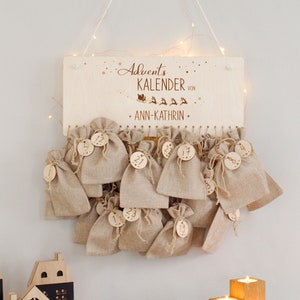 Personalisierter Adventskalender mit Name, Adventskalender aus Holz Kinder, Adventskalender zum Befüllen, Advent Weihnachtskalender Zahlen