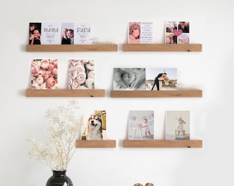 Picture bar photo strips oak - wooden wall bar picture strips photo holder for the wall - no drilling - solid wood - different lengths