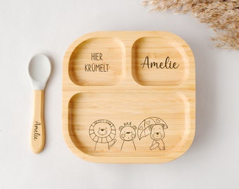 Children's plate personalized, bamboo plate baby, baby gift, baby plate personalized, baptism, children's tableware personalized, birth