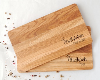 Cutting board breakfast board personalized made of wood, gift idea mom dad, chef chef, snack board bread board oak engraving