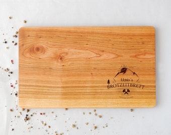 Brotzeitbrett personalisiert aus Holz Schneidebrett, Geschenkidee Männer Papa, Frühstücksbrett Vesperbrett aus Eschenholz mit Gravur Holz