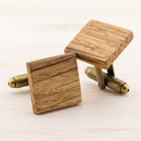 Holz Manschettenknöpfe Herren, Viereck Cufflinks, Bräutigam Geschenk für Ihn, Schmuck zur rustikalen Landhochzeit Geschenk für Männer,