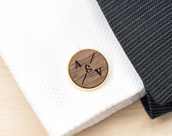 Personalized Wood Cuff Links Mens Jewelry Groom Groomsmen Cufflinks individual rustic country wedding Gift for man Wood handmade Bronze