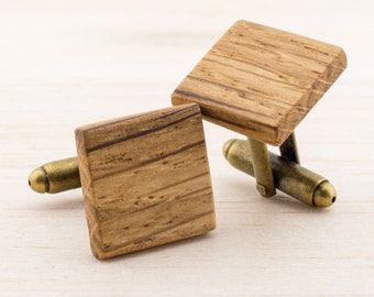 Square Wood Cuff Links Mens Jewelry for rustic country wedding Gift for man Wood handmade