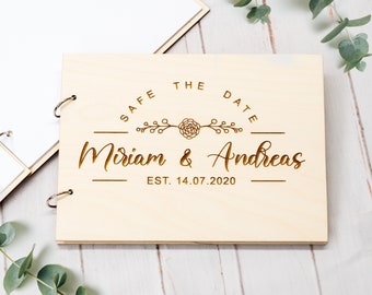 Personalized Wedding Guest Book Wood, A5 Modern Guest Book Customizable, Wood Guest Book Alternative, Boho Wood Wedding Gift, Wooden Wedding