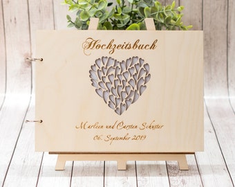 Personalized Wedding Guest Book Wood, A5 Modern Guest Book Customizable, Wood Guest Book Alternative, Boho Wood Wedding Gift, Wooden Wedding