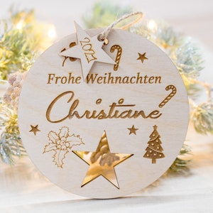 Christmas tree ball personalized with name, wooden Christmas ball, Christmas gift pendant, Christmas tree ball gift idea, Christmas