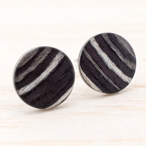 Wood studs Ø11mm Wooden earrings Thin post studs round Fake Plug Gauge Earrings wood faux illusion personalized wooden ear studs