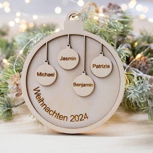 Christmas bauble personalized family, Christmas gift tag wood with name, Christmas bauble with name gift tag gift idea