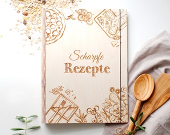 Recipe book to write yourself | A4 A5 | Personalized Wooden Cookbook Recipe Folder | Personalized Gift - Favorite Recipes