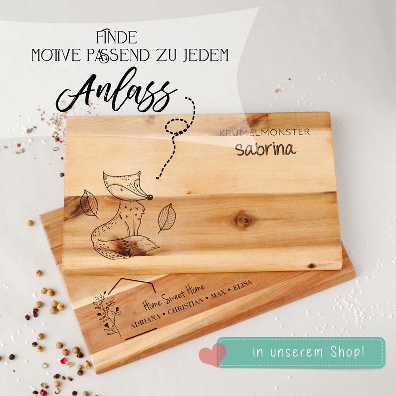 Personalized cutting board breakfast board, gift idea for the inauguration of a new house, snack board with name coordinates, wooden board image 9