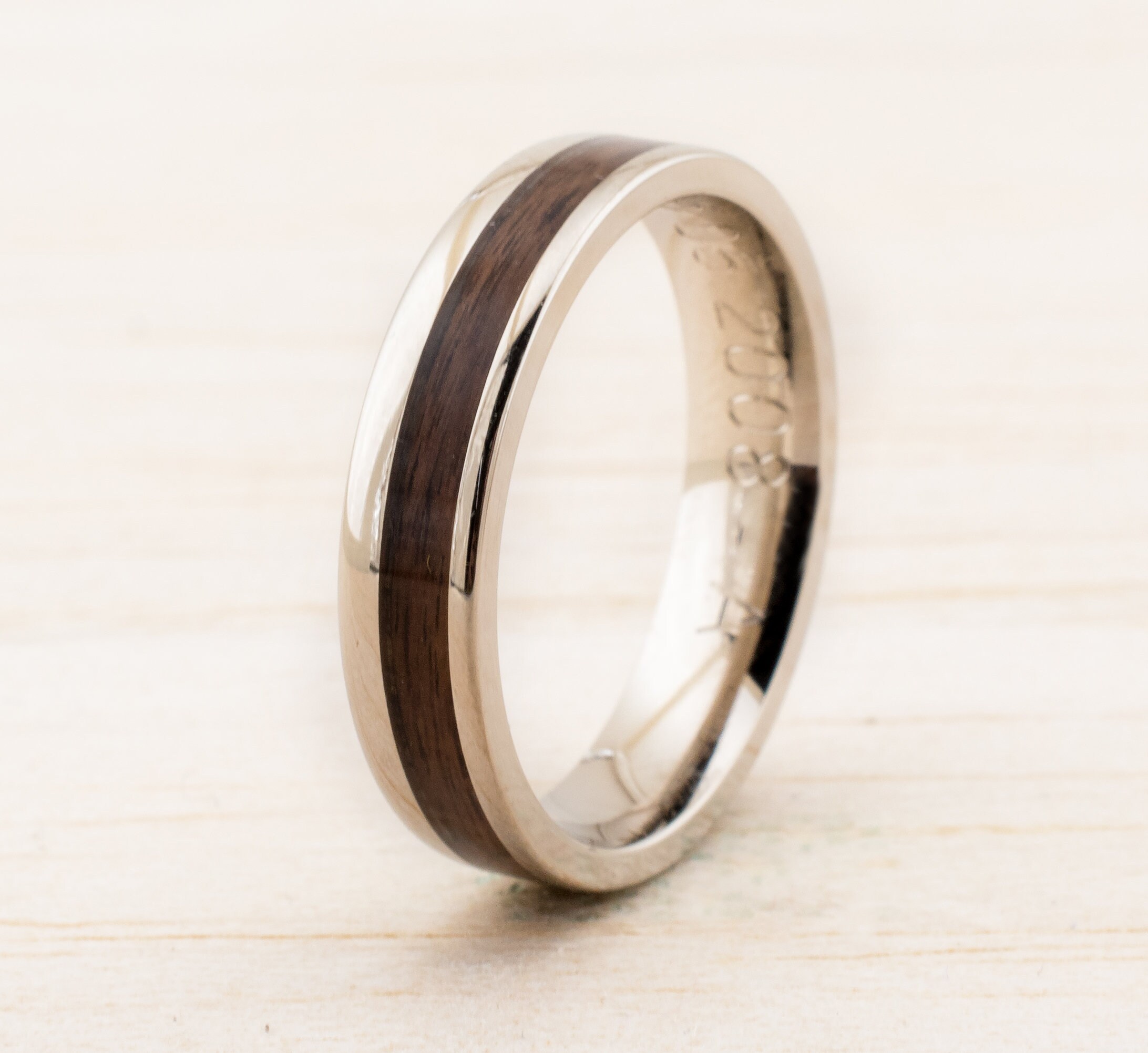 Verlobungsring Mit Holz Inlay Trauring Weissgold Silber Gold Etsy