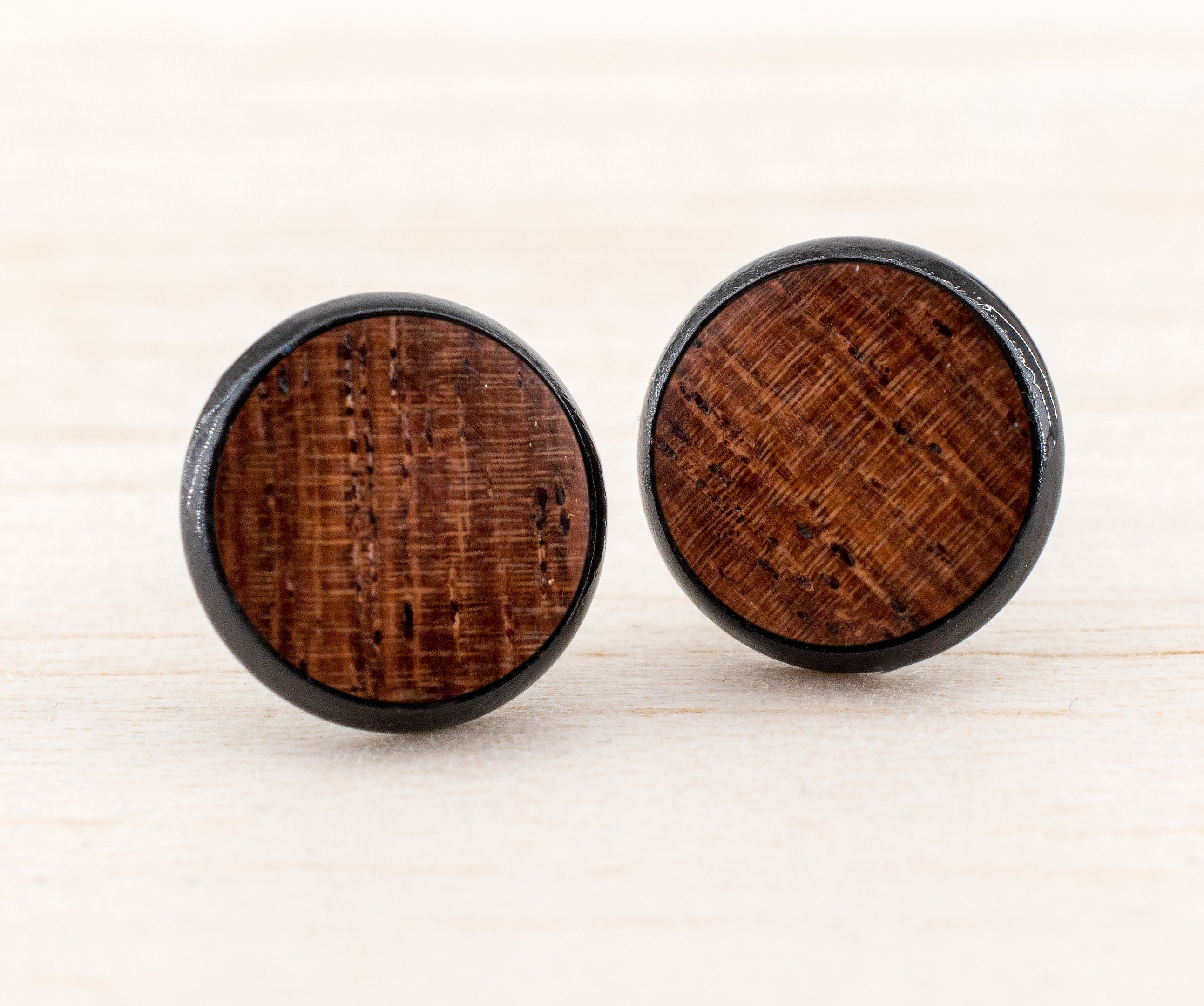 Wooden Ear Studs, Cabochon Earrings black, Earrings Studs Wood, Gift …