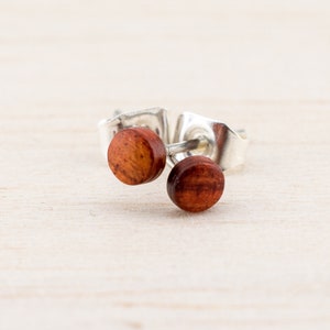 Tiny Wooden Ø4mm ear studs Extra small post studs round Organic Fake Faux Plug Gauge Earrings wood earstuds round post studs