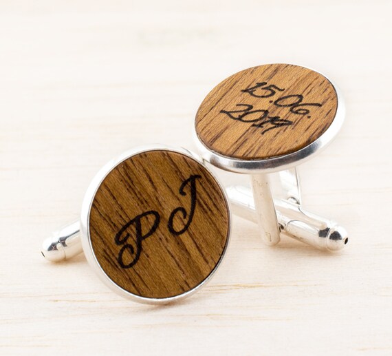 Personalized Wood Cuff 18mm Links Mens Jewelry Groom Cufflinks Etsy