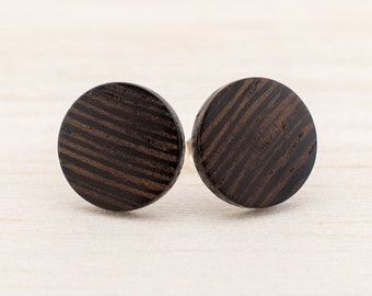 Ø11mm Wooden ear studs fake gauge plugs wooden earrings faux piercing customizeable creoles mini studs natural jewelry