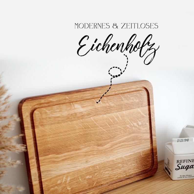 Geschenkidee für Hobbyköche: Eichenholz Schneidebrett
Maßgeschneidertes Holzbrett mit individueller Gravur
