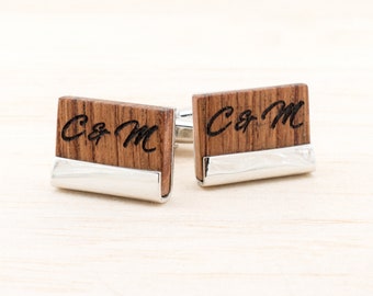 Manschettenknöpfe personalisiert Holz mit Gravur, Datum Initialen, Hochzeit Bräutigam Trauzeuge Brautvater, Geschenk für Ihn, individuell