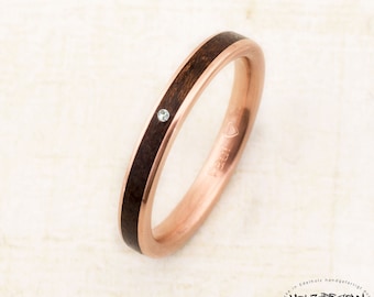 Roségold Engagement Ring Wood Bentwood Wedding band matching Rings couple Ring Wooden Custom order rings couples engangement wedding rings