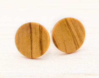 Wood Studs 11mm, Wooden Earrings, wooden ear studs, gift for her, sustainable unique gift, bohostyle Jewelry, Unisex post stud earrings,