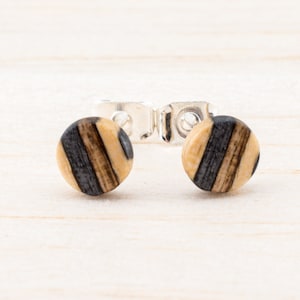 Upcycling ear studs 6mm, Skateboard post earrings wooden, Recycling Earrings, mens stud earrings handmade, Gift for her, unisex jewelry