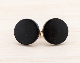 Schwarze Holzohrstecker, 11mm Ohrringe aus Holz für Sie & Ihn, Männer Ohrringe, hochwertiger Holzschmuck handgemacht, Geschenk für Ihn