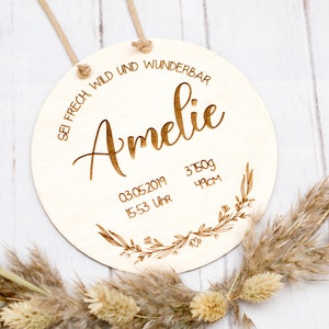 Placa de identificação de madeira, placa de nascimento, anúncio de nascimento | Presente de nascimento, batismo | presente de bebê personalizado, chá de bebê, quarto de bebê