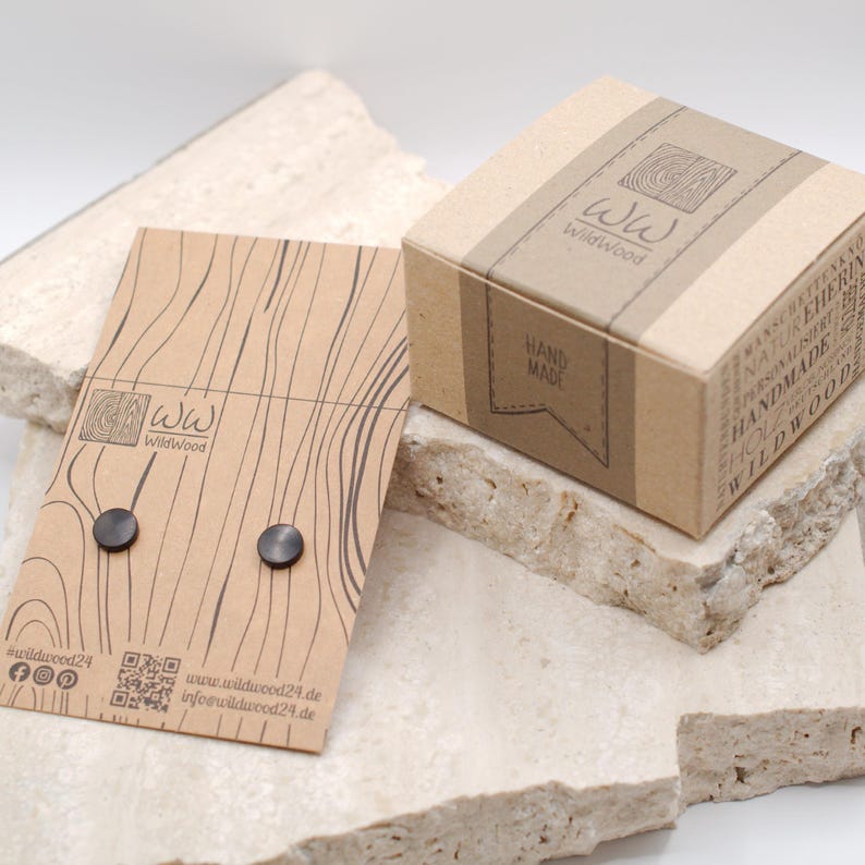 Verpackung der Holz Ohrstecker plastikfrei und sicher