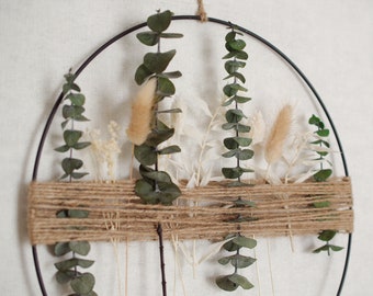 Dried flower wreath door wreath ring Eucalyptus wreath | Gift for the wedding Moving in | Dried flower hoop Metal ring Floral Hoop DIY