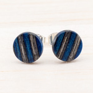 Skateboard ear studs 8mm, post earrings wooden, Recycling Upcycling Earrings, mens stud earrings handmade, Gift for her, unisex jewelry