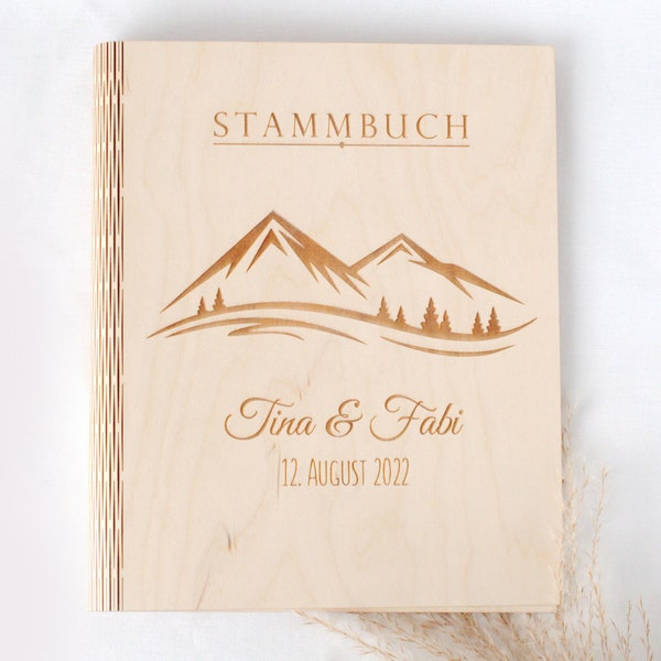 Stammbuch der Familie personalisiert aus Holz, DIN A5 A4, Ringmechanik, personalisiertes Stammbuch, für Standesamt Kirche, Geschenkidee Holz