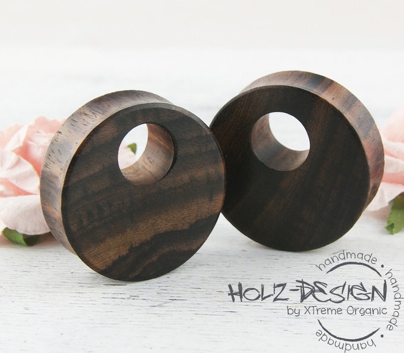 3 - 50mm Pair Organic Ear Gauge Plugs Flesh Tunnel wooden organic Ear Jewelry for stretched Earholes Wood Piercing image 1
