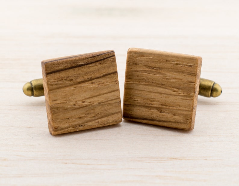 Holz Manschettenknöpfe Herren, Viereck Cufflinks, Bräutigam Geschenk für Ihn, Schmuck zur rustikalen Landhochzeit Geschenk für Männer, Bild 2