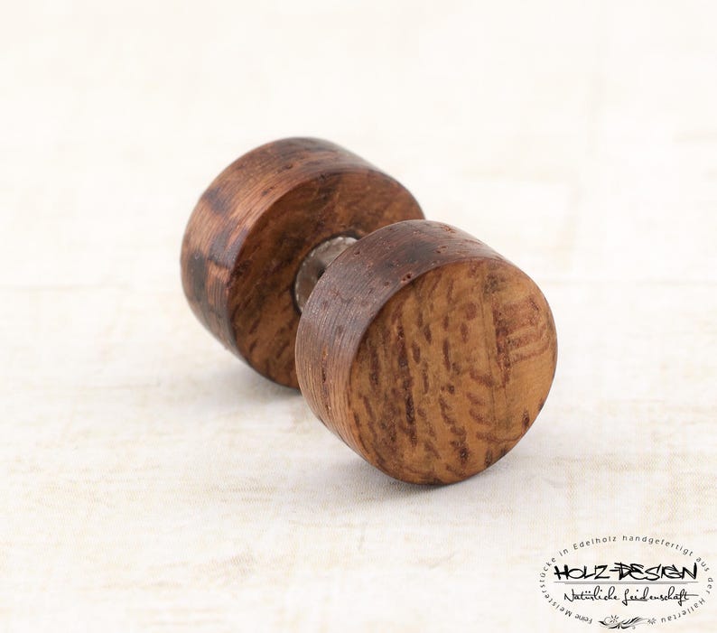 Fake Plug aus Holz Holz Fake Plug schraubbar Illusion Holz Fake Plugs 8, 10, 12, 14mm Männer Ohrstecker Ohrringe aus Holz Bild 1