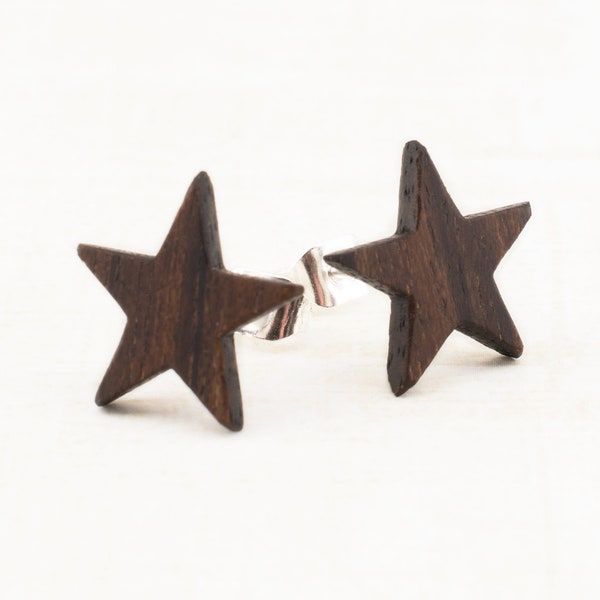 Star Stud Earrings | Wooden Star Earring Studs | Wooden Post Earrings Gift for her | Wood Studs | eco friendly sustainable handmade Jewelry