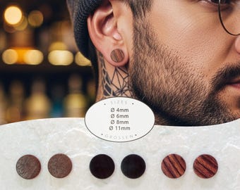 Unisex Holz Ohrstecker – handgefertigt aus Naturholz – 4/6/8/11 mm – Ohrringe - Holzschmuck für Männer & Frauen