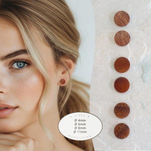 Orecchini unisex in legno – minimalisti e fatti a mano – 4 mm, 6 mm, 8 mm, 11 mm – orecchini in legno naturale per donna e uomo – idea regalo