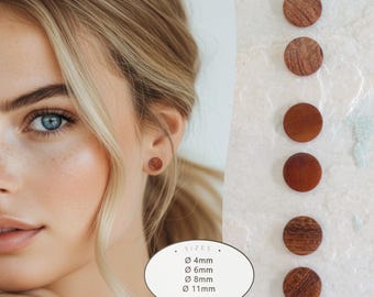 Holz Ohrstecker Unisex – minimalistisch & handgemacht – 4mm 6mm 8mm 11mm – Naturholz Ohrringe für Damen und Herren – Geschenkidee
